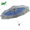 3 Pliant Promotional Wind Proof Mesdames Striped Blue Hand Open Open Umbrella